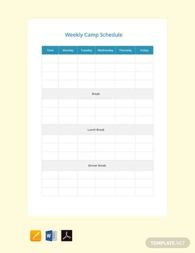 Free 10 Camp Schedule Samples In Ms Word Ms Excel Pages Numbers Google Docs Google Sheets Pdf
