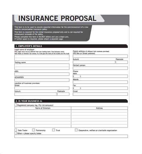 Free 10 Insurance Proposal Forms In Pdf Ms Word