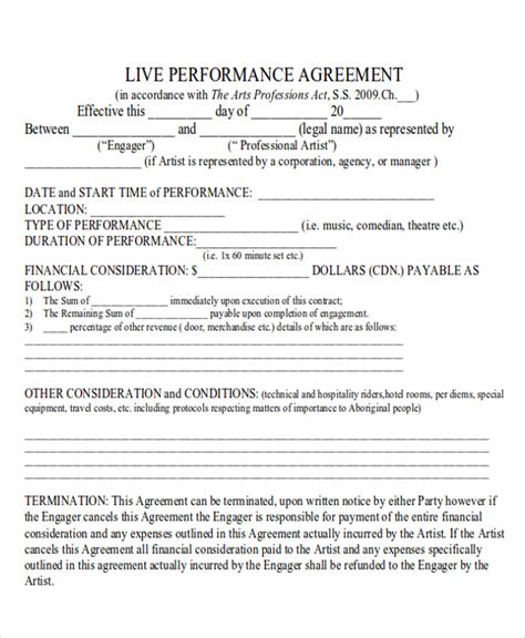 Free 10 Performance Agreement Contract Samples In Pdf Ms Word Google Docs Pages