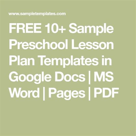 Free 10 Sample Preschool Lesson Plan Templates In Google Docs Ms Word Pages Pdf