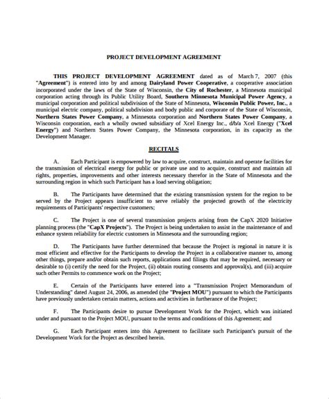 Free 10 Sample Project Development Agreement Templates In Pdf Ms Word