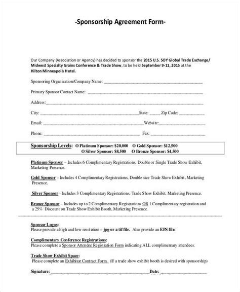 Free 10 Sample Sponsorship Agreement Forms In Pdf Ms Word Excel
