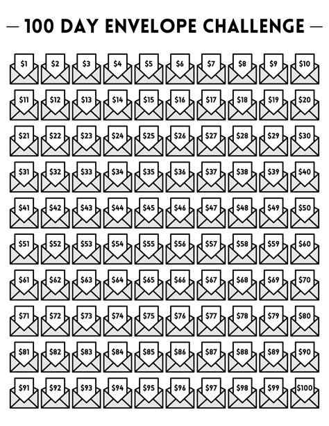 Free 100 Envelope Challenge Printable Printable Word Searches