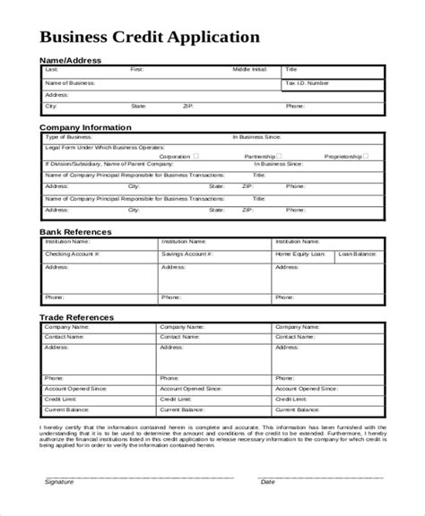 Free 12 Sample Credit Application Forms In Pdf Excel Word