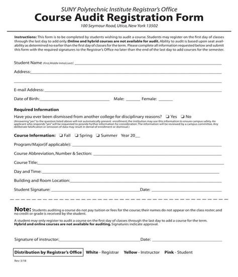 Free 13 Course Registration Forms In Pdf Ms Word Excel