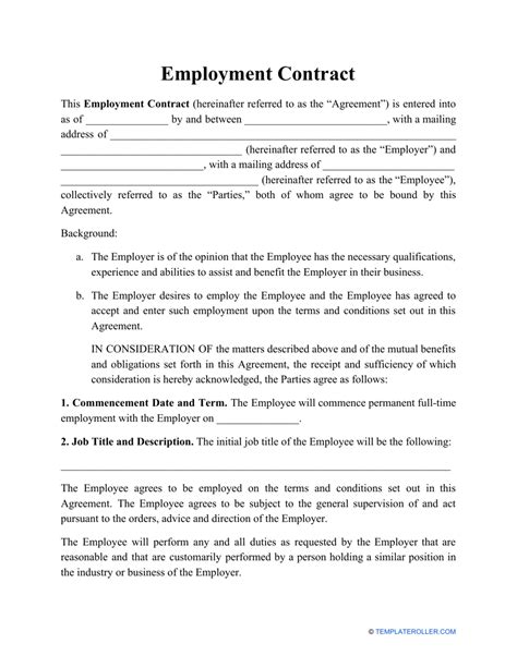 Free 13 Sample Employment Contract Forms In Pdf Ms Word Excel