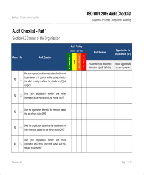 Free 18 Audit Checklist Templates In Pdf Ms Word Excel Apple Pages