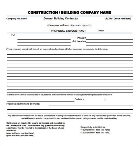 Free 18 Sample Contractor Proposals In Excel Pdf Ms Word Google Docs Pages