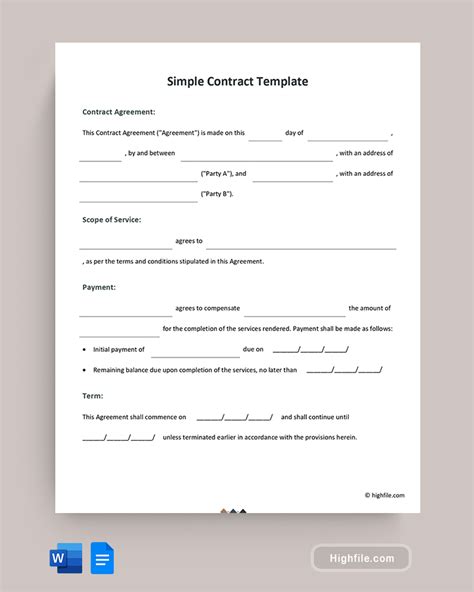 Free 21 Simple Contract Templates In Pdf Google Docs Pages Word Examples