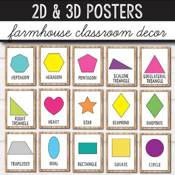 Free 2D Shape Posters 3D Shape Posters Farmhouse Classroom Decor