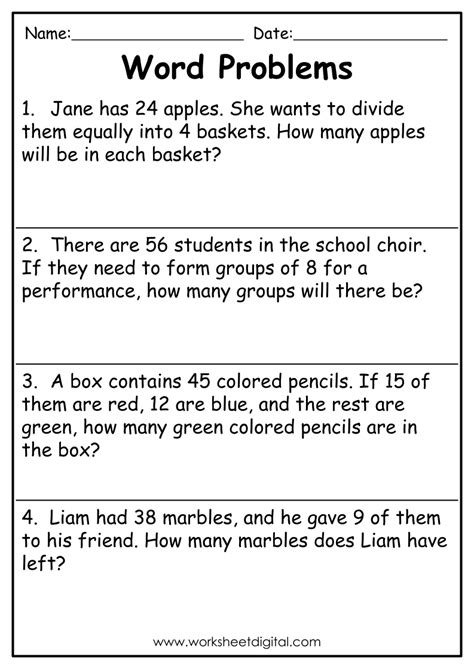 Free 2nd Grade Math Word Problem Worksheets Mashup Math