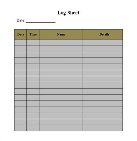 Free 30 Sample Log Templates In Pdf Ms Word Excel