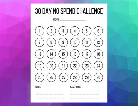 Free 30Day NoSpend Challenge Printable No spend challenge, Budget