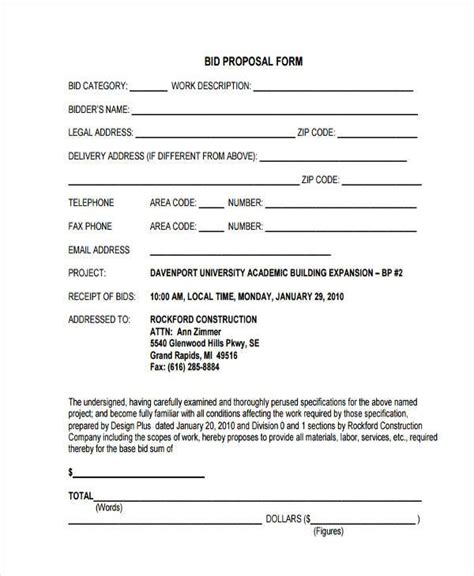 Free 38 Sample Blank Proposal Forms In Pdf Excel Ms Word