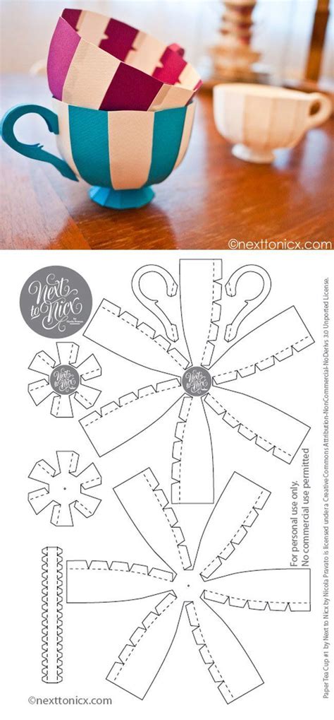 Free 3D Tea Cup Template from Trimcraft http//www.trimcraft.co.uk/articles/handmade3… Ideias