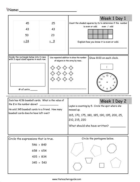 Free 3rd grade math worksheets.  Math, reading, writing, science, social stu...