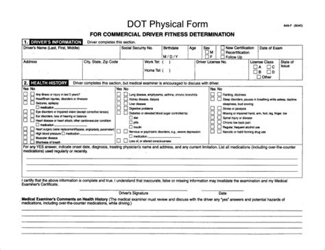 Free 5 Sample Dot Physical Forms In Pdf