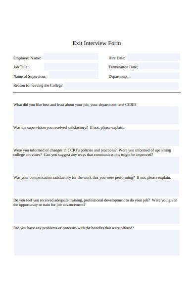 Free 51 Exit Interview Forms In Pdf Ms Word Excel