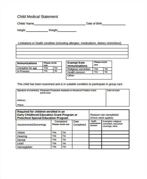 Free 7 Medical Statement Examples Samples In Pdf Examples
