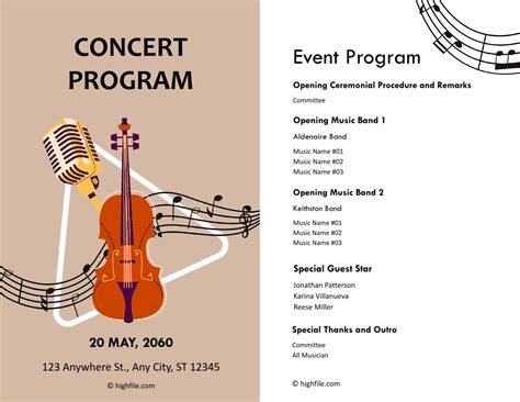 Free 8 Concert Program Templates In Pdf