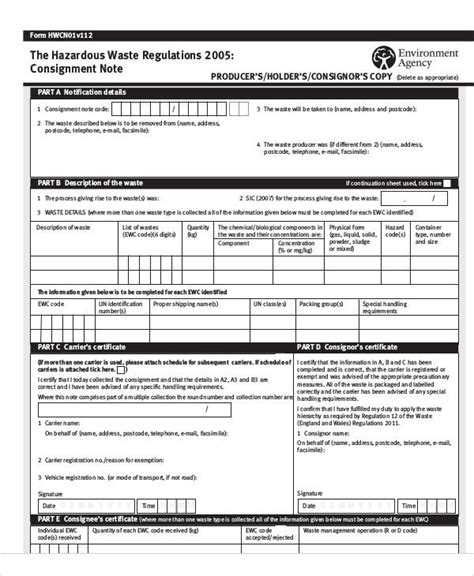 Free 8 Consignment Note Samples In Ms Word Pdf