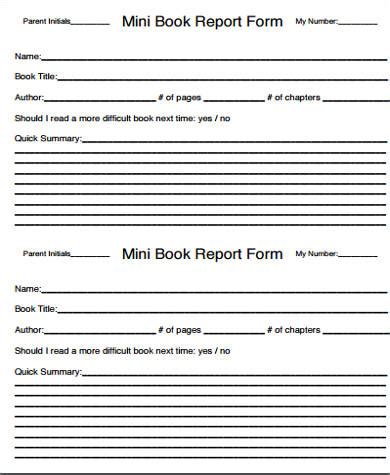 Free 8 Sample Book Report Forms In Pdf Ms Word