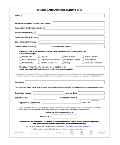 Free 8 Sample Credit Card Authorization Forms In Ms Word Pdf