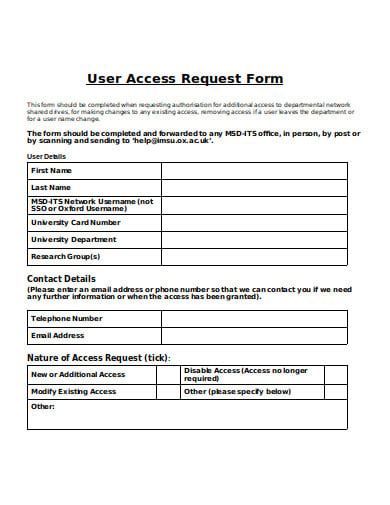 Free 9 Sample Access Request Forms In Ms Word Pdf