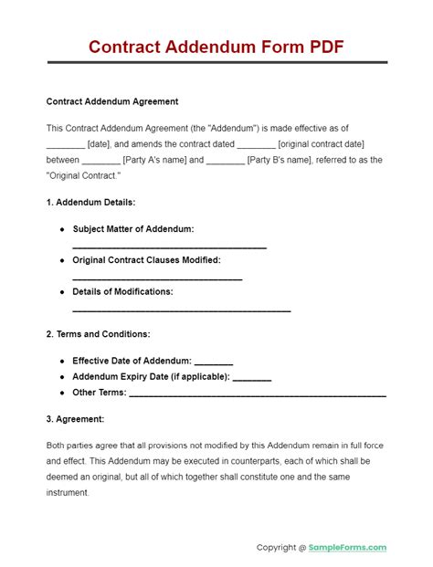 Free 9 Sample Contract Addendum Forms In Pdf Ms Word Excel
