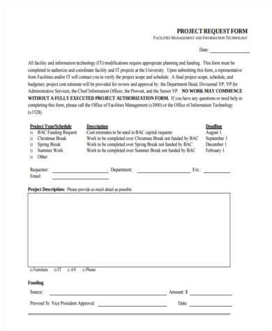 Free 9 Sample Project Request Forms In Pdf Ms Word Excel