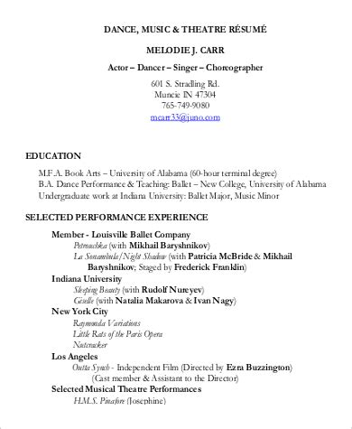 Free 9 Sample Theatre Resume Templates In Ms Word Pdf