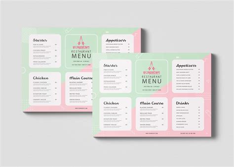 Free A4 Landscape PSD Menu Template 99Effects