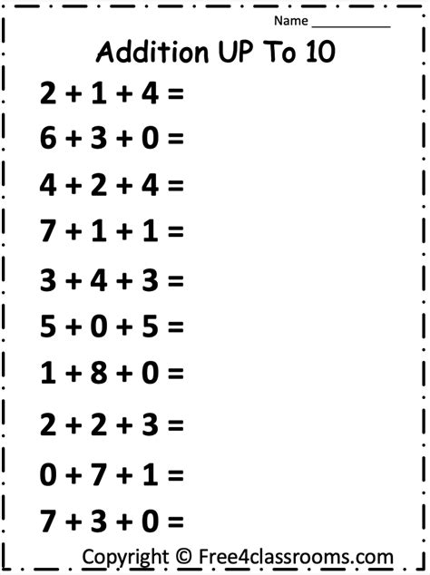 Free Addition Up to 10 Math Worksheet Free Worksheets Free4Classrooms