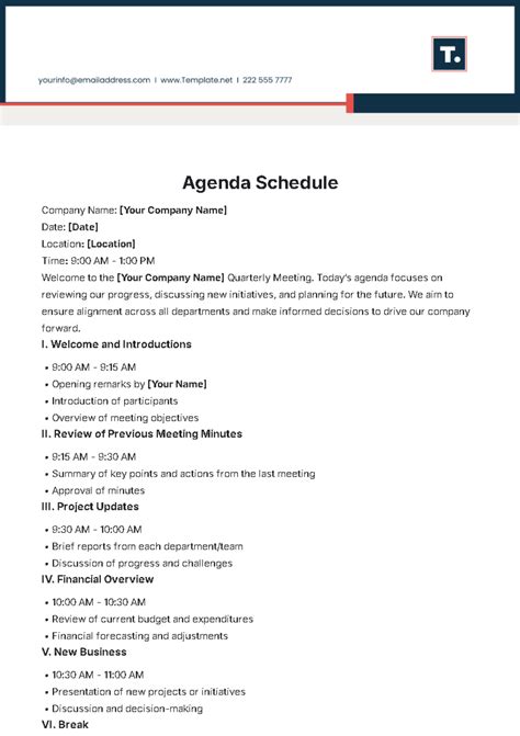 Free Agenda Template