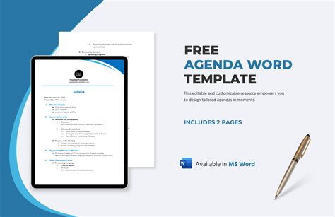 Free Agenda Template Word