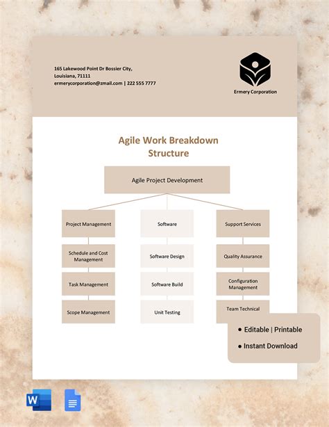 Free Agile Work Breakdown Structure Template Word, Google Docs