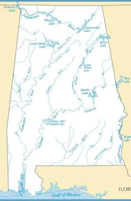 Free Alabama Rivers Map and the Top 6 Rivers in Alabama