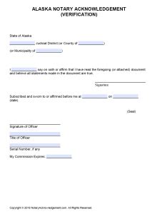 Free Alaska Notarial Certificate Verification PDF Word