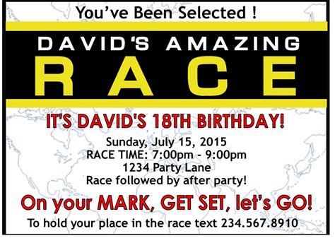 Free Amazing Race Birthday Party Invitation Amazing Race Party Amazing Race Race Party