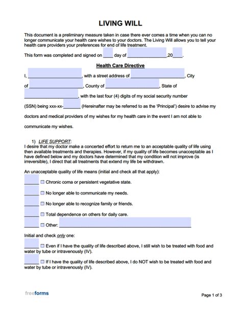 Free Arizona Living Will Form PDF eForms