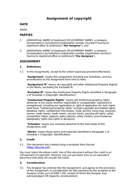 Free Assignment Of Copyright Docular