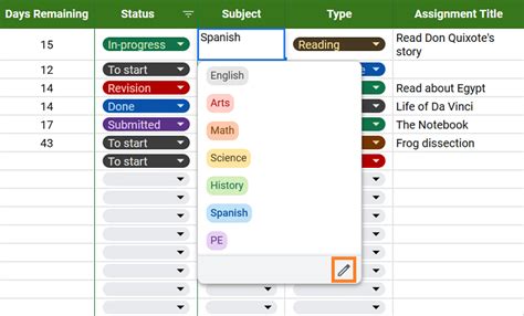 Free Assignment Tracking Template for Google Sheets SSP