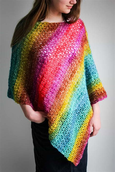 Free Asymmetrical Crochet Poncho Pattern from a rectangle!