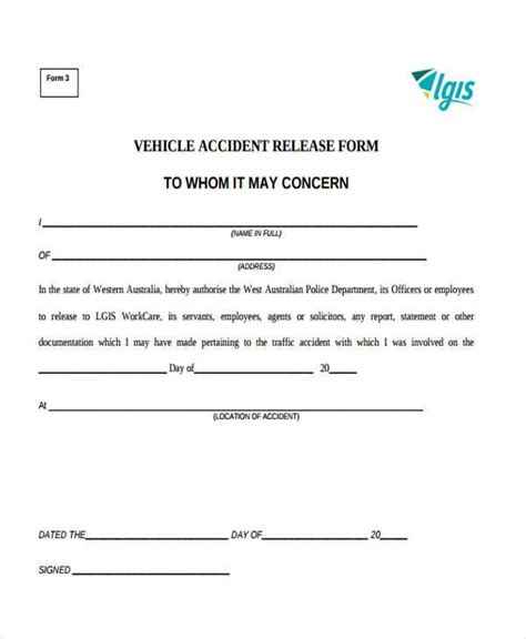 Free Auto Accident Claim Release Form Form Resume Examples aEDvng8D1Y