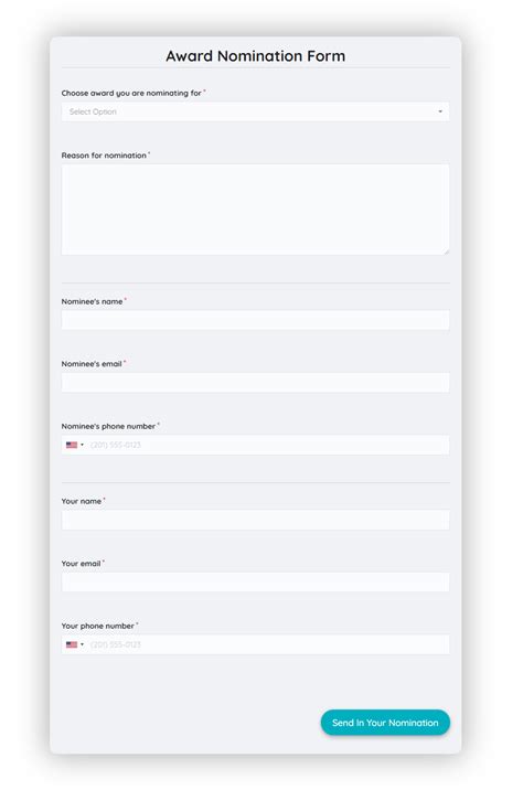 Free Award Nomination Form Template Formplus