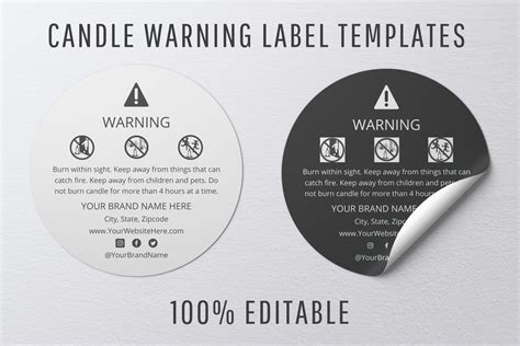 Free Awesome Candle Warning Labels Template Vector File