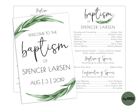 Free Baptism Program Template