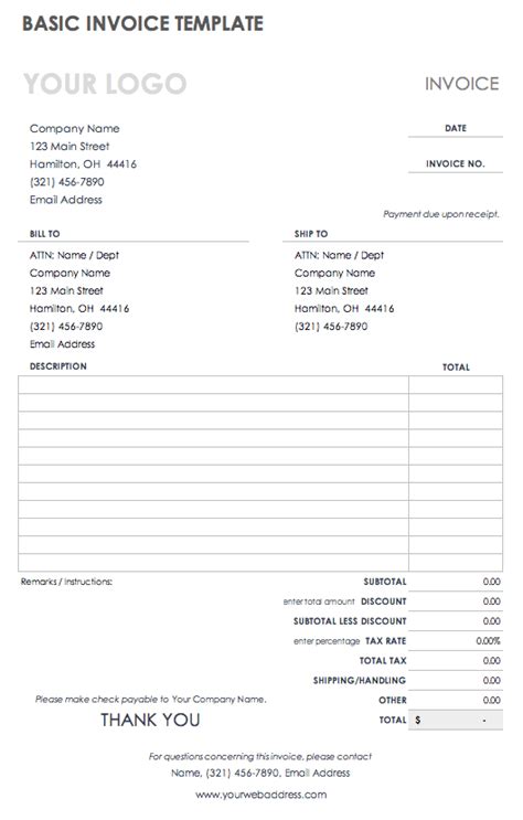 Free Basic Invoice Template Pdf PDF Template