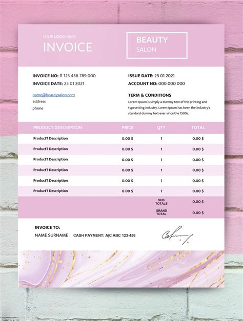Free Beauty Salon Invoice Template In Google Docs