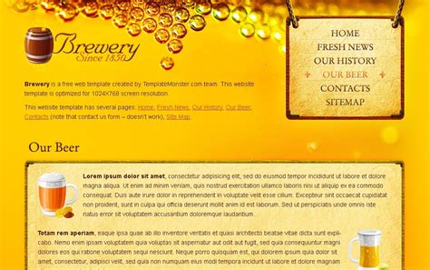 Free Beer And Brewery Website Template Templatemonster